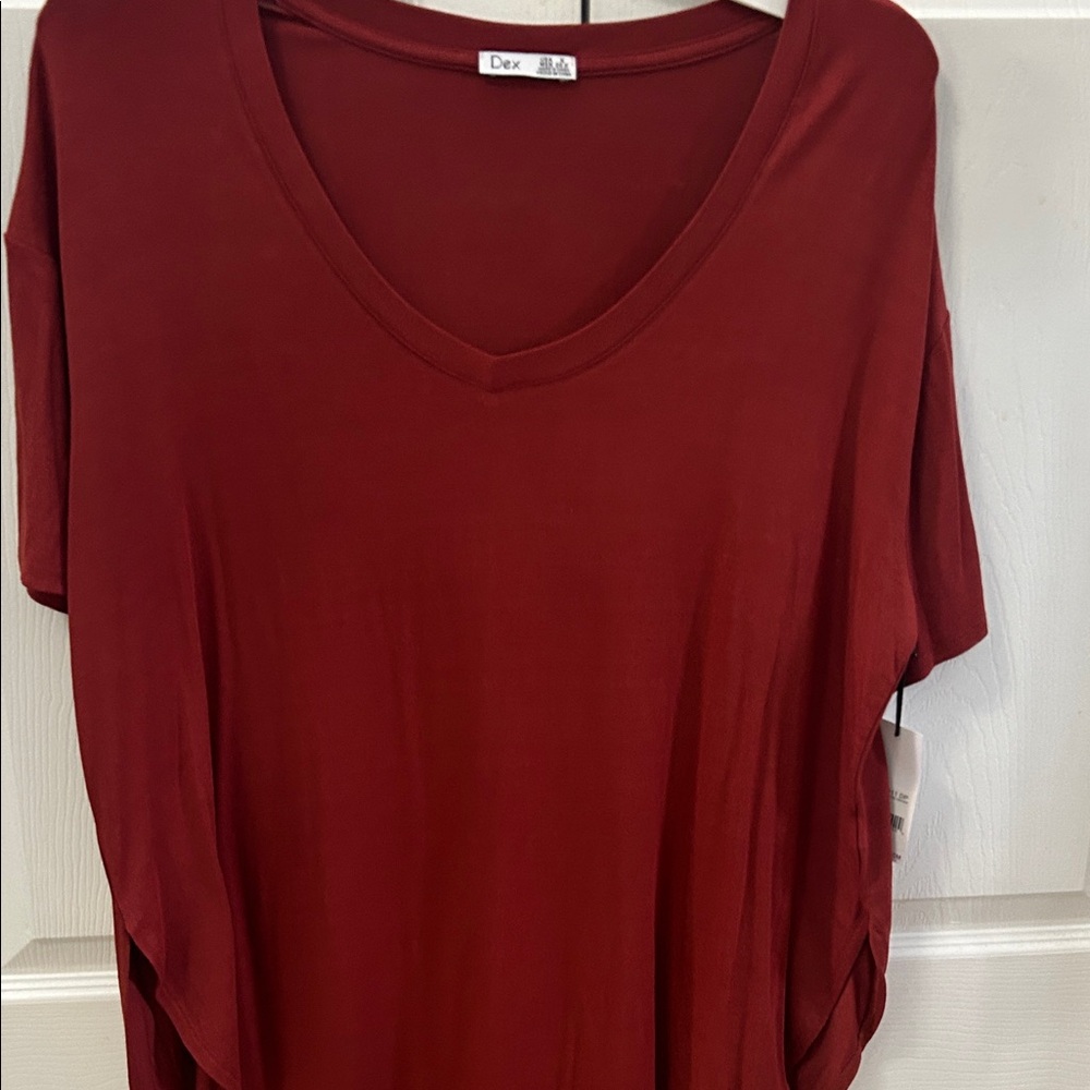 Dex Women's Deep Red Short Sleeve Top
